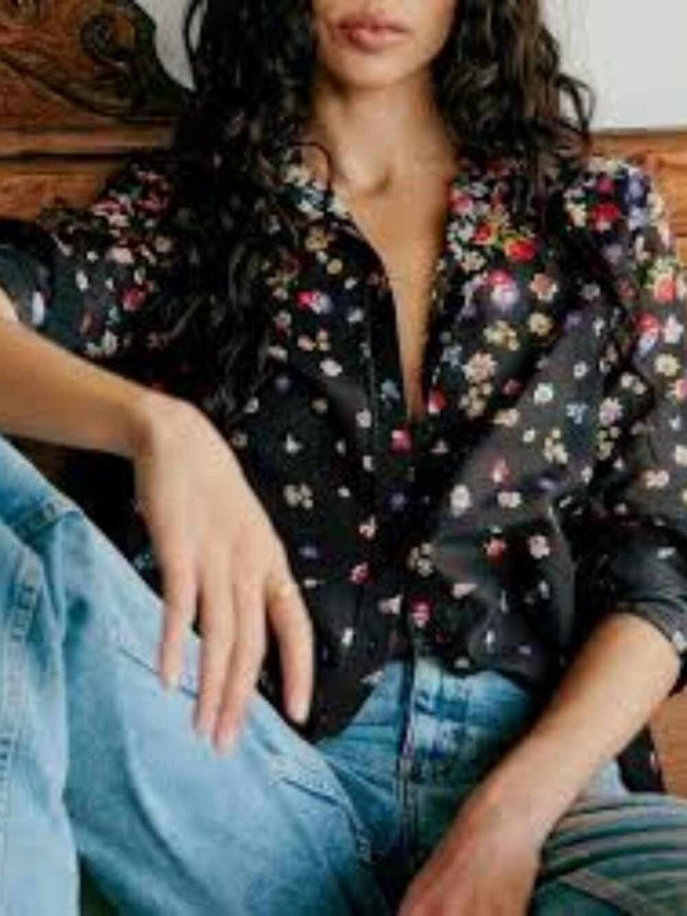 Sézane Pierro Shirt Cotton/Silk Floral Print Size 34/US XS Worn Once